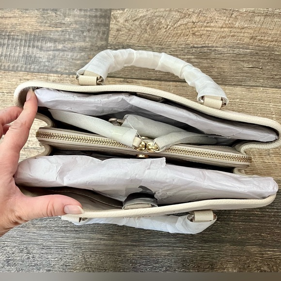 NWT Kate Spade LARCHMONT AVENUE FABRIC STRIPE EVANGELIE SATCHEL - Picture 2 of 4